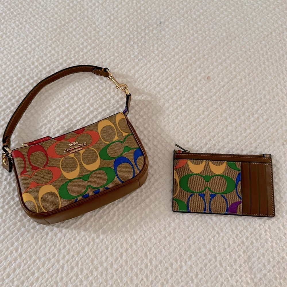Mini Coach bag, special pride edition, with matching wallet. Never used.